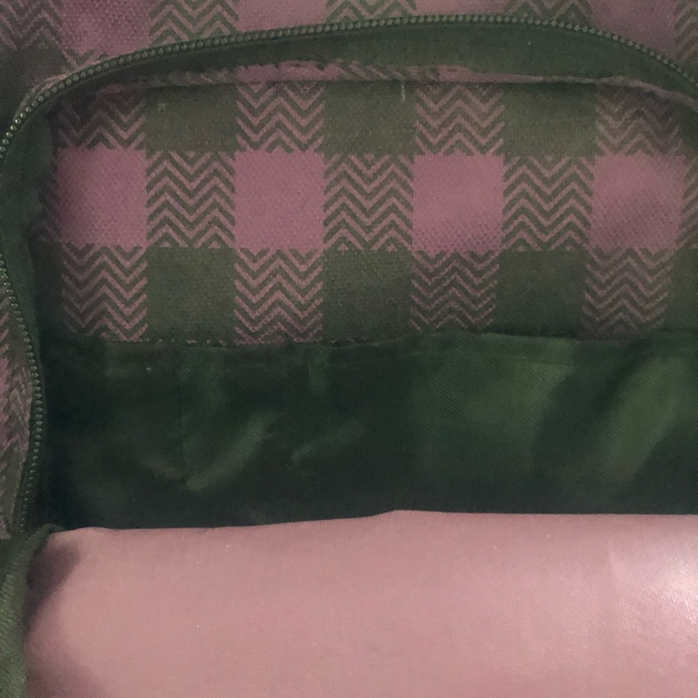 Vintage Hurley Purple Plaid Tote with Front Zip Pocket 90s - Picture 4 of 10